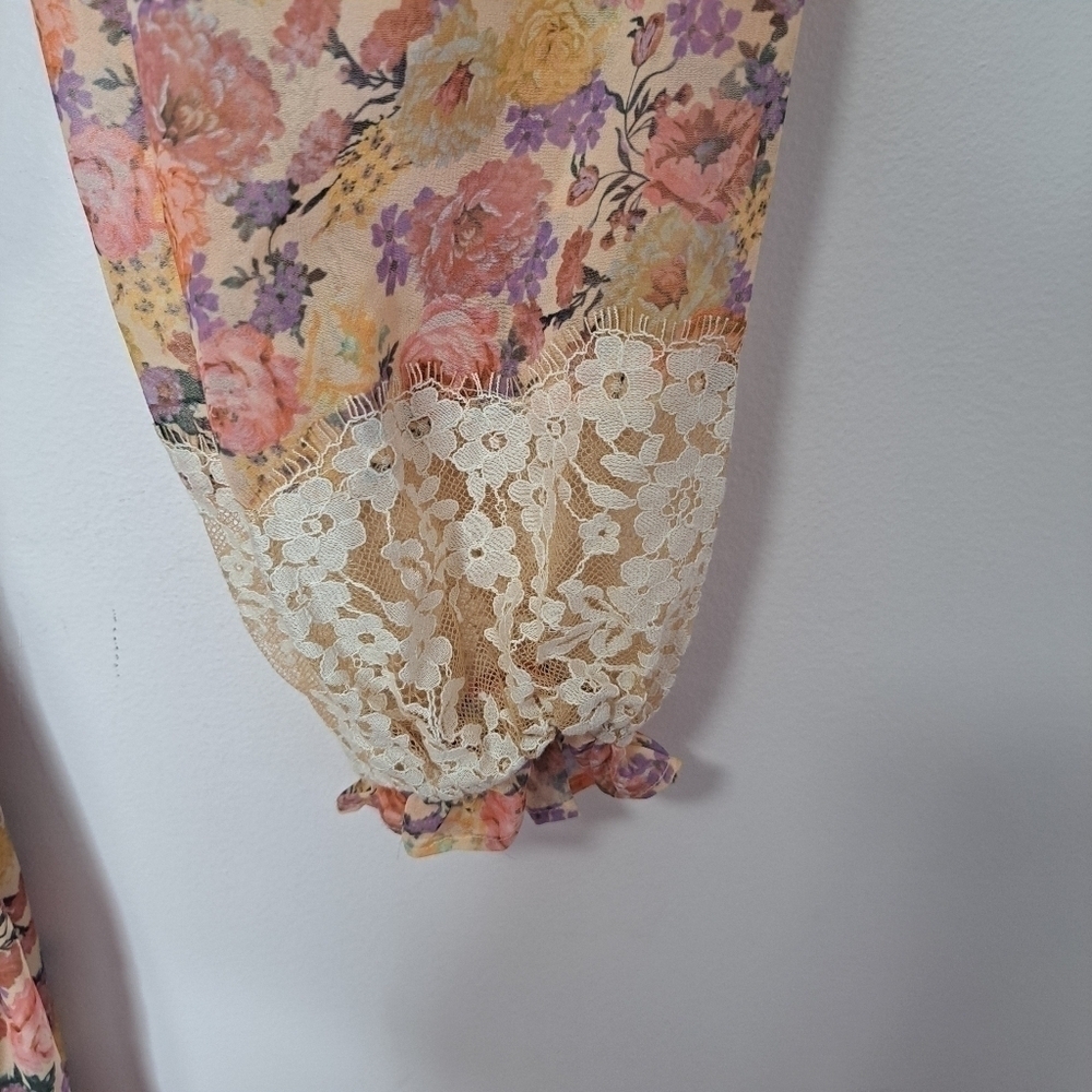 For Love and Lemons Gardenia floral robe dress pink small NWT - Picture 10 of 11